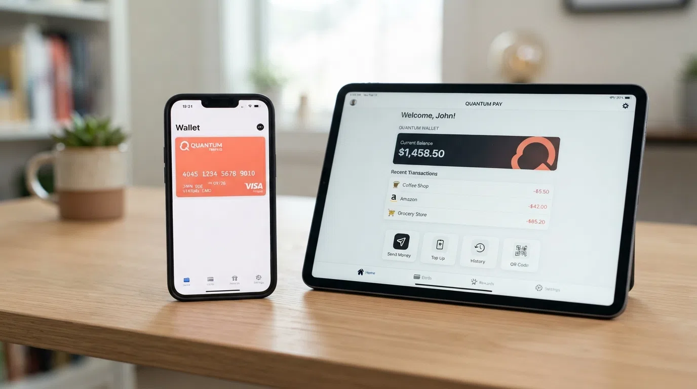 The AstroPay Card and the AstroPay Wallet app side by side