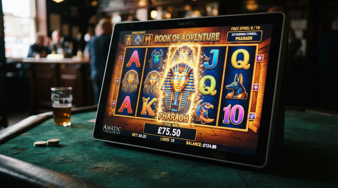 The Book of Aztec 5×3 reel grid mid-bonus-round, with an expanding book symbol covering the centre reel and a win counter showing a multiplier