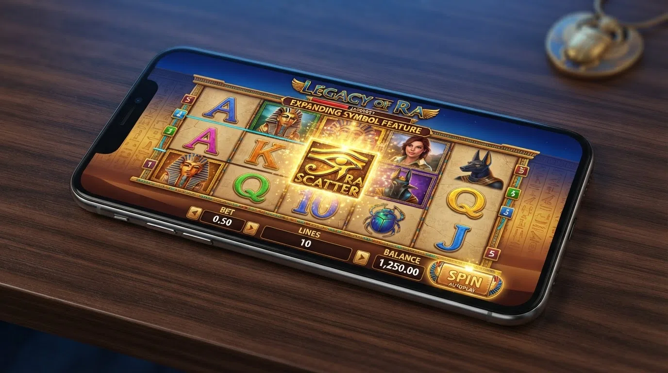The Book of Ra Deluxe slot with its five reels and Egyptian explorer symbols