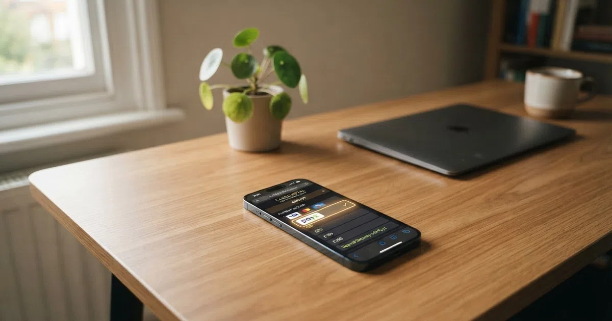A smartphone screen showing the Payz app logo next to a UK online casino cashier page with the Payz deposit option highlighted