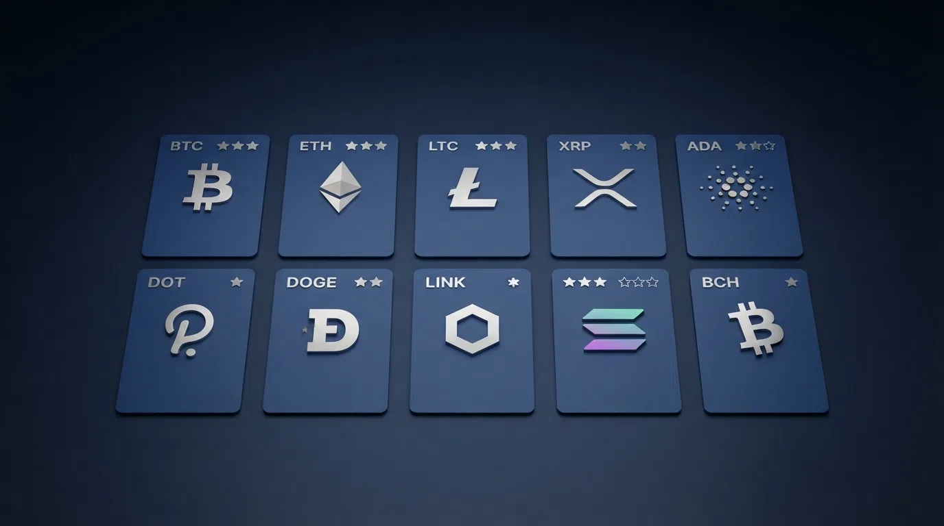 A side-by-side grid of casino brand cards with ETH symbols and star ratings overlaid