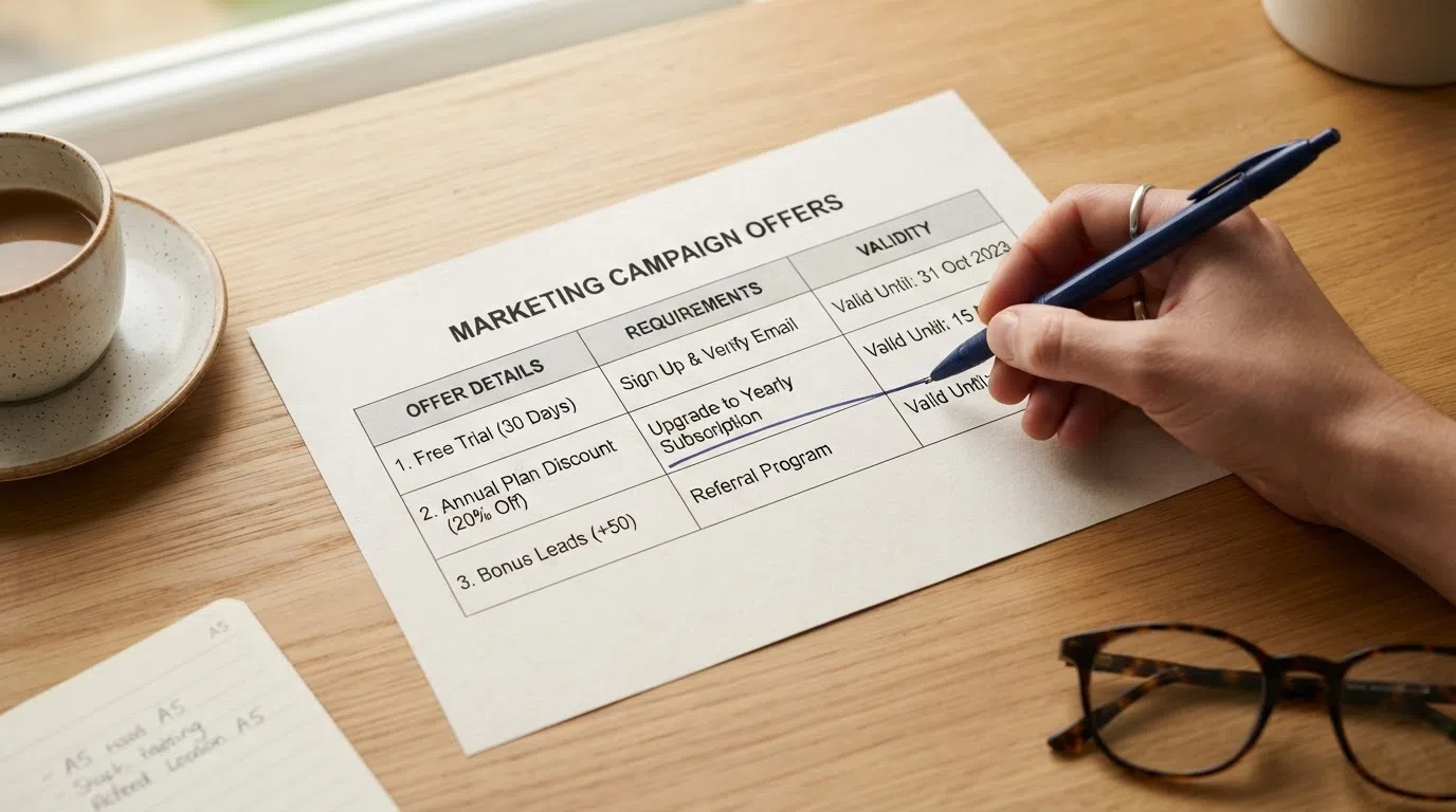 A comparison table of casino names with columns for welcome offer, wagering and validity