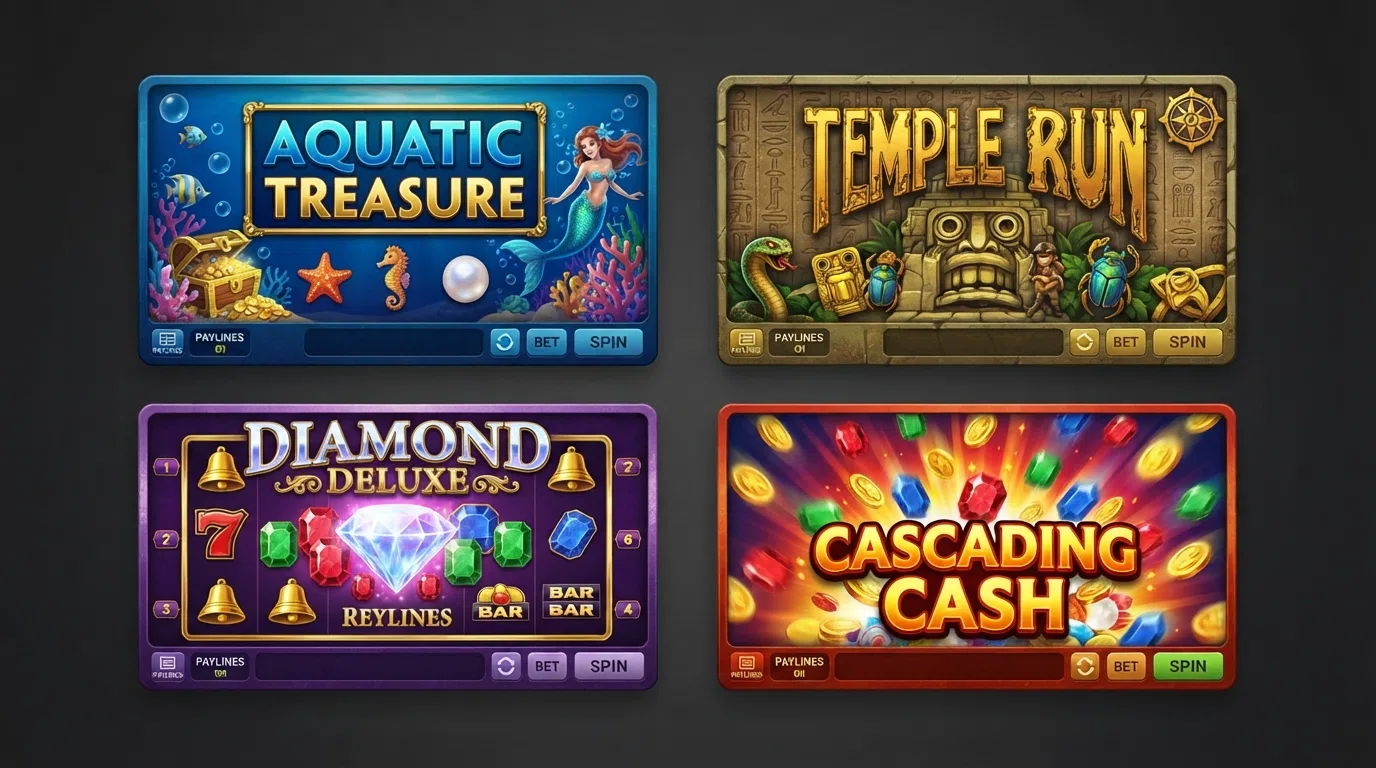 A grid of popular slot-game title cards — Big Bass Splash, Big Bass Bonanza, Starburst and Book of Dead — the four titles most often tied to UK sign-up bonuses