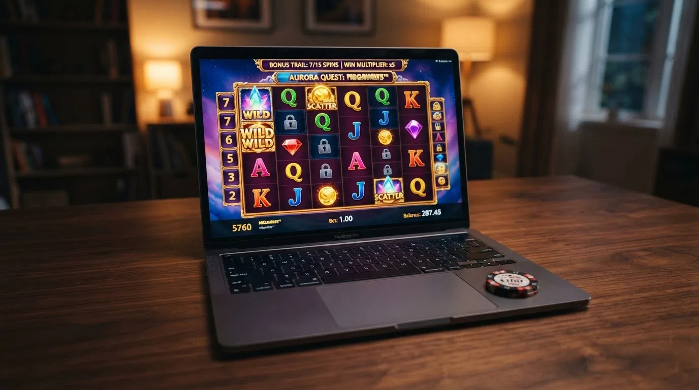 A colourful online slot grid with five reels, Megaways-style shifting row heights, and a progressive-jackpot counter above the reels