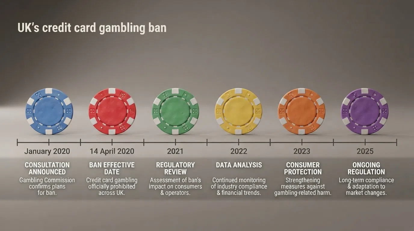 A visual timeline showing the key dates: January 2020 consultation announcement, 14 April 2020 ban effective, and subsequent regulatory milestones through 2026