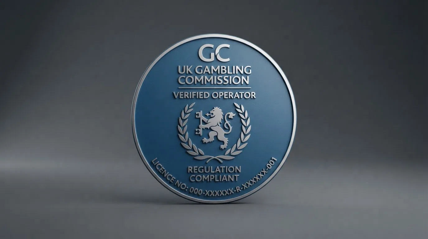 The UK Gambling Commission logo and a licence-verification badge from the public register