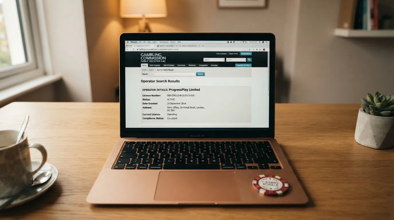 A UK Gambling Commission public-register search interface on screen with a bingo operator's licence entry visible