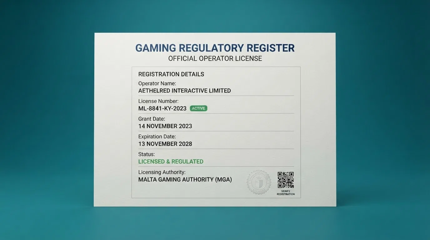 A close-up of a Gambling Commission public register entry showing an active Casino Remote licence with its account number and grant date