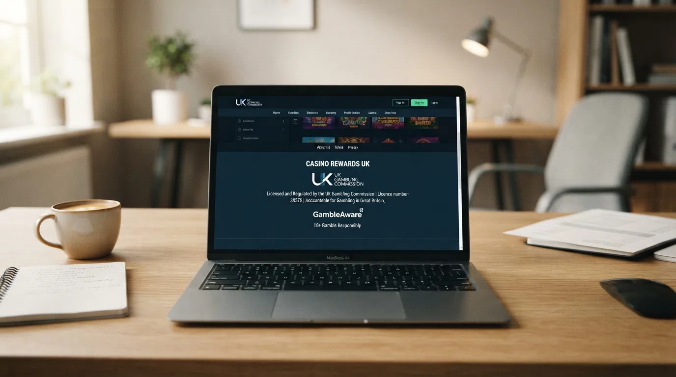 A UK Gambling Commission licence entry shown in a casino website footer