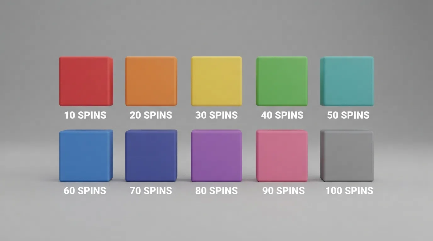 Ten UK-licensed online casino logos arranged in a comparison grid with their free-spin counts displayed beneath each one